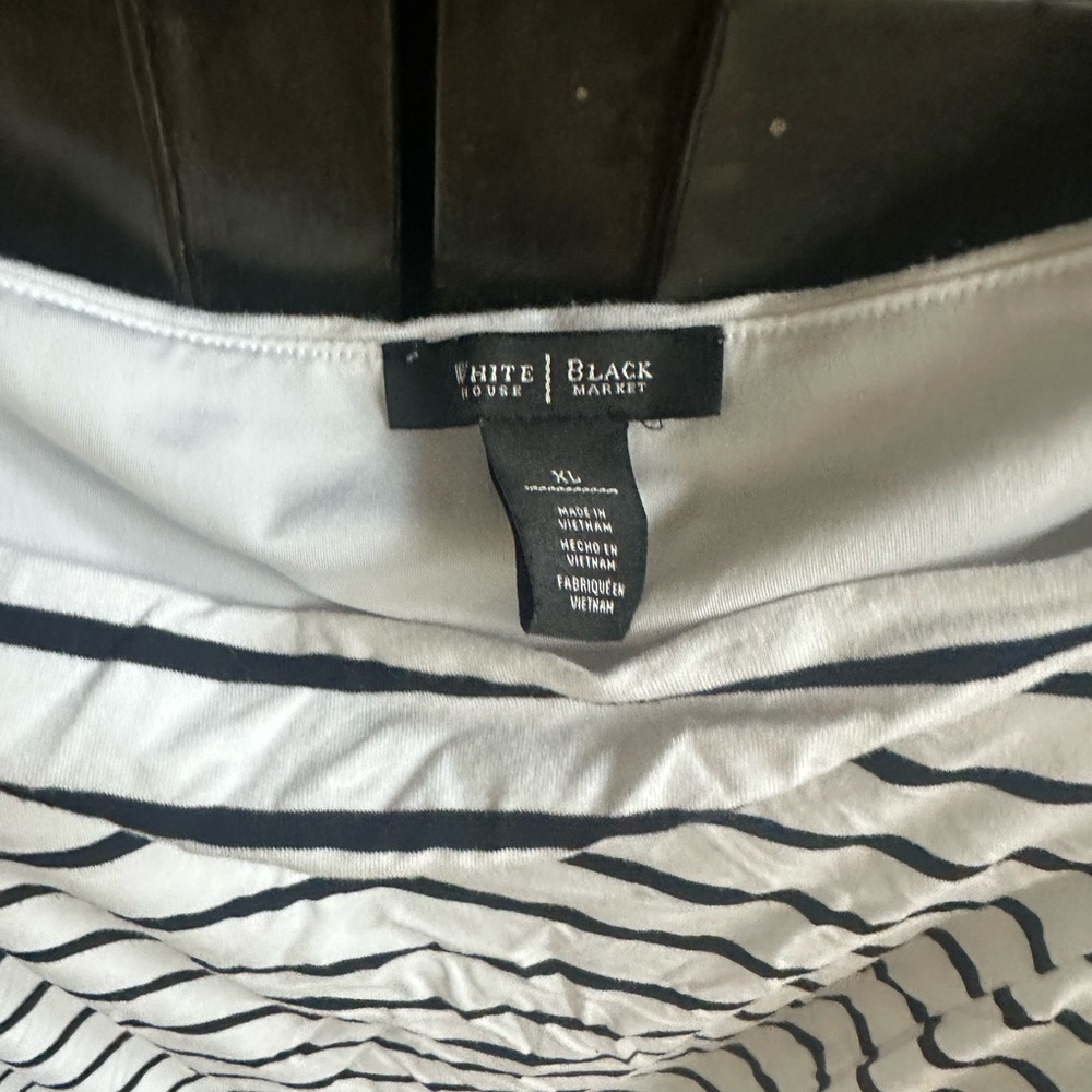 White House Black Market Navy Striped Long Sleeve Top - Picture 2 of 2